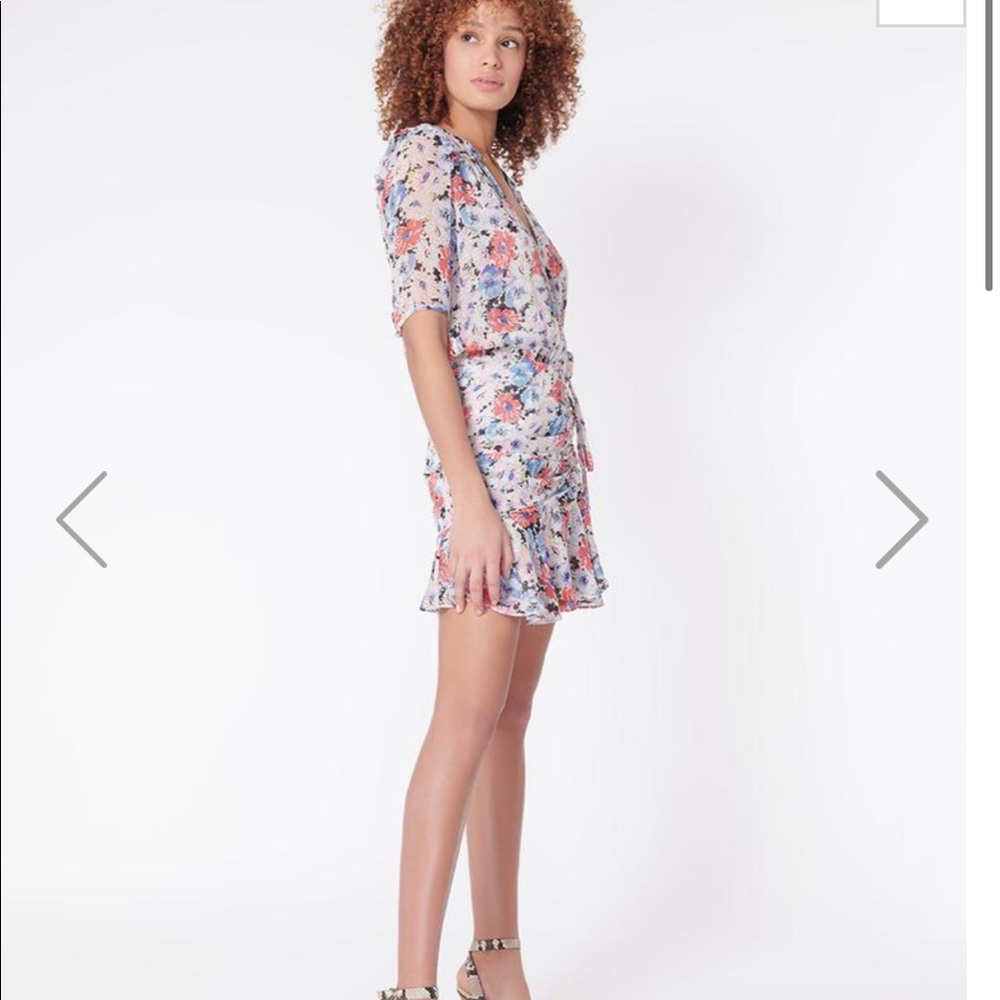 NWT veronica beard Dakota ruched floral wrap dress